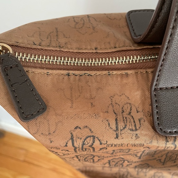 Roberto Cavalli Brown Large Nylon Luxury Designer Shopper Tote - Picture 4 of 14